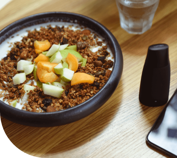 Yogurt with granola and fruit