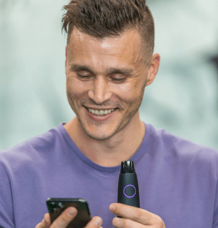 A man reviews lumen metabolism tracking results on his Lumen app